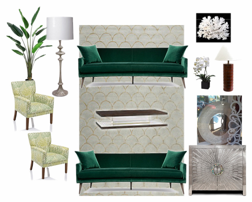 Interior designed moodboard using Green colour scheme by Rachel Boden Interiors for Wahroonga House Australia