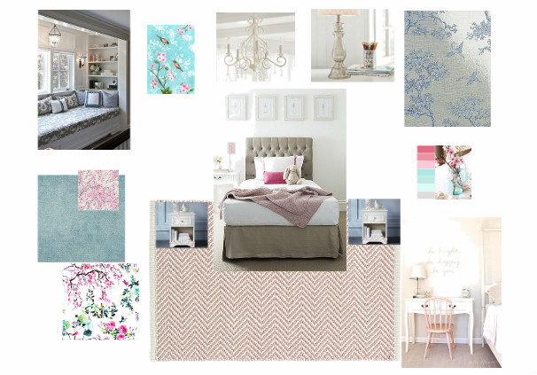 interior designer mood board for teenage bedroom by rachel boden interiors Australia
