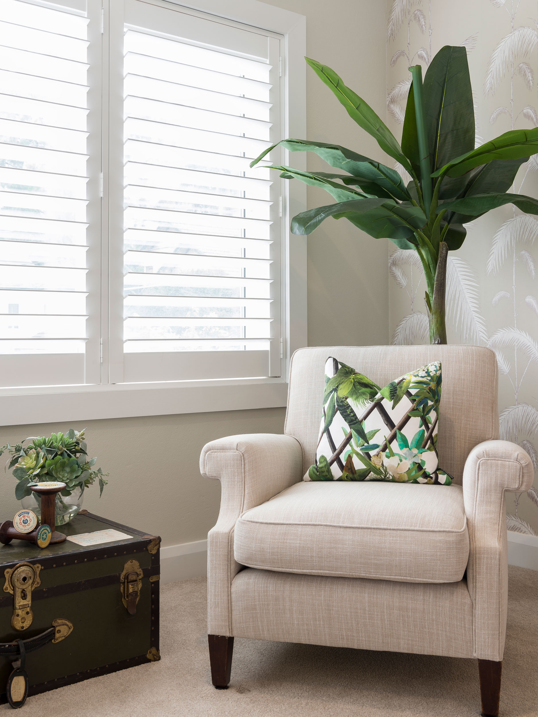 Green and neutral colour scheme in this Watsons Bay bedroom design by Rachel Boden interiors Australia