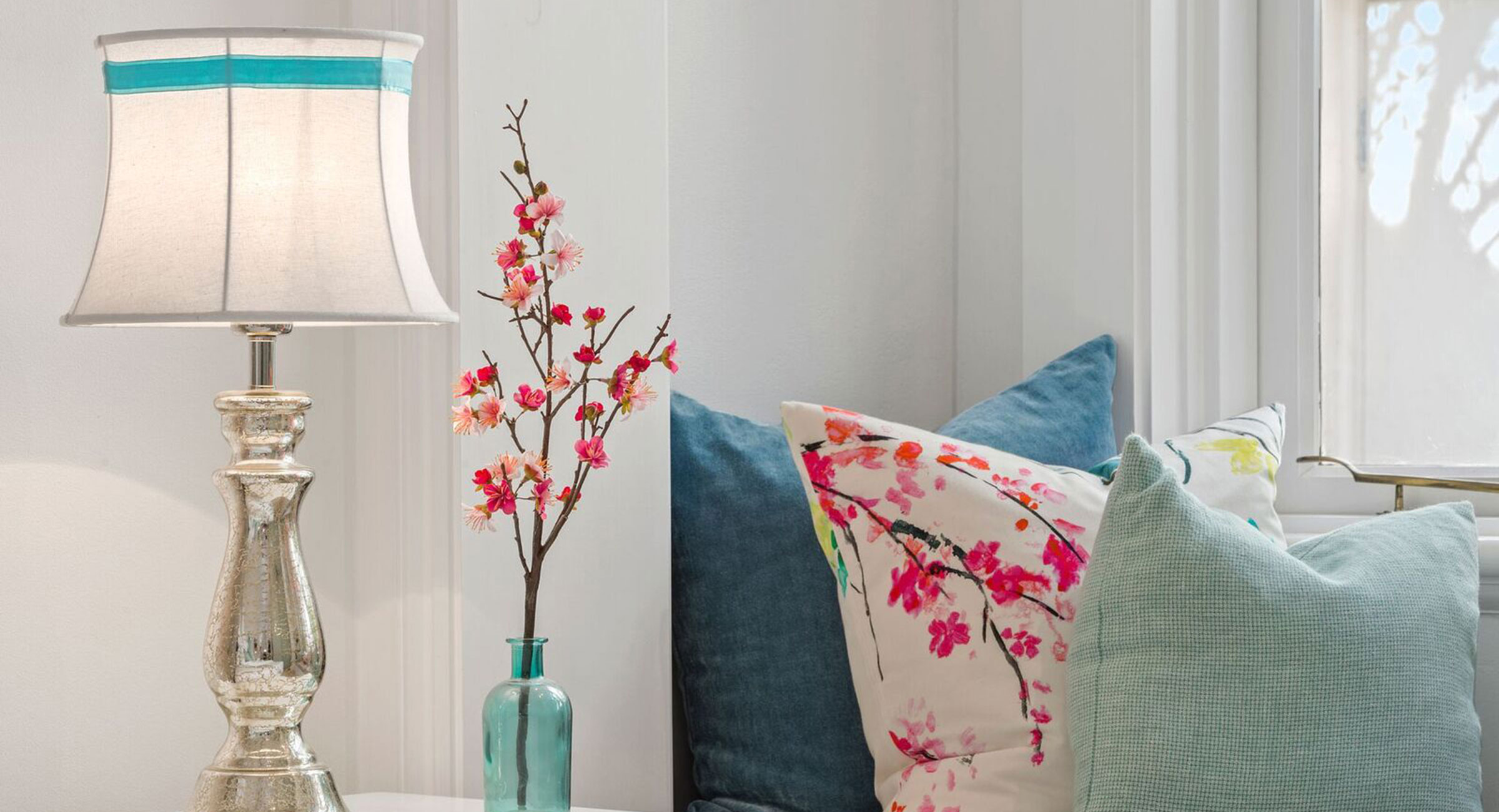 Soft pastel colours mixed with florals for a teenage girl sanctuary designed by Rachel Boden Interiors Australia